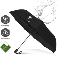car tesla logo windproof automatic umbrella rainproof coating umbrella portable travel umbrella for tesla model 3 model s modelx