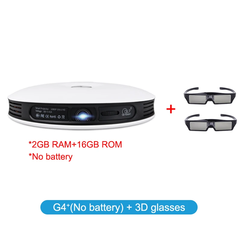 TouYinger G4 открытый 2D-3D Мини DLP проектор Android Full HD 4K видео wifi Bluetooth HDMI светодиодный портативный домашний кинотеатр проектор - Цвет: No Battery 2ps 3D gs