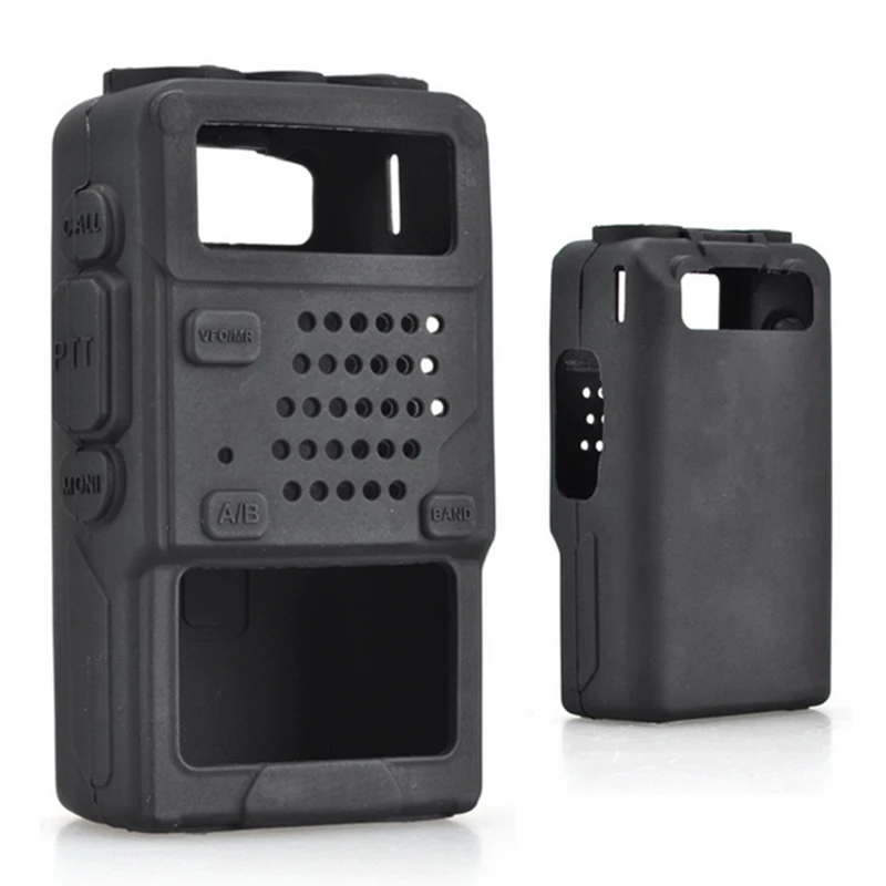 Силиконовый резиновый Чехол Мягкий защитный чехол для Baofeng UV-5R/UV-5RA/UV-5R Plus/UV-5RE/UV-5RC/F8+ Walkie Talkie uv5r аксессуары - Цвет: CS-Black