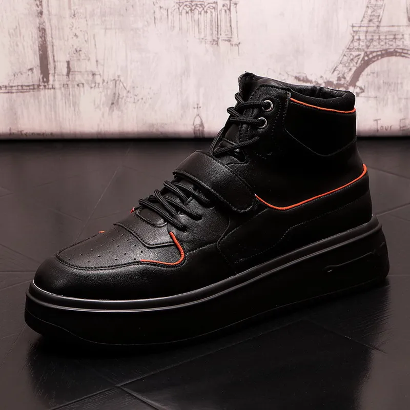 

Concise Mens Black Sneaker High Casual Comfort Breathable Fashion Designer Male Trending Leisure Flats Sport Skateboard ERRFC