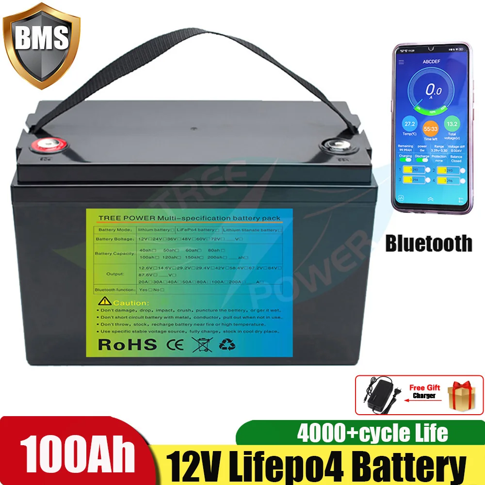 

Аккумулятор Lifepo4 12,8 В, 12,8 а/ч с поддержкой Bluetooth, 12 В