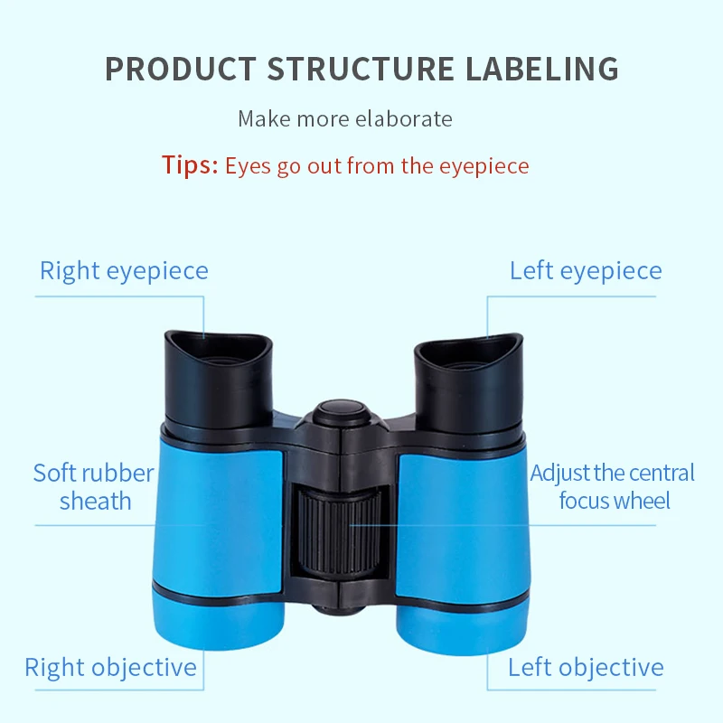 Бинокль HD 4x30 резиновый телескоп детский цветной с фиксированным увеличением