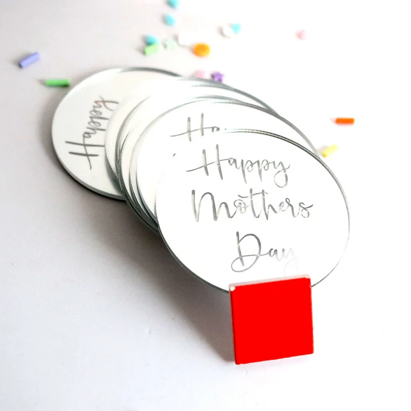 Топпер для кексов на день рождения акриловый розовый золотой серебряный Круглый