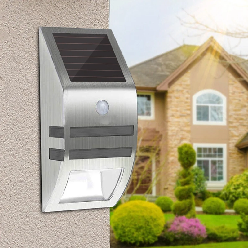

2 Pack Solar Wall Lights Solar Motion Sensor Lights Stainless Steel Outdoor Decorative Solar LED Lights Solar Lights