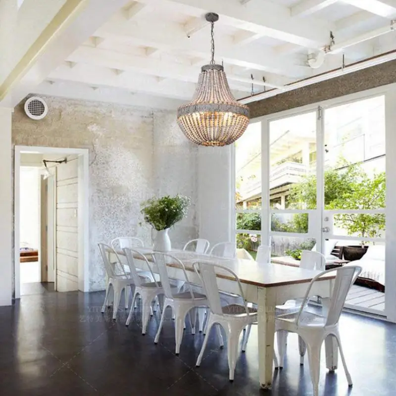 Винтажный деревянный подвесной светильник 3 антикварных лампы в стиле ретро для