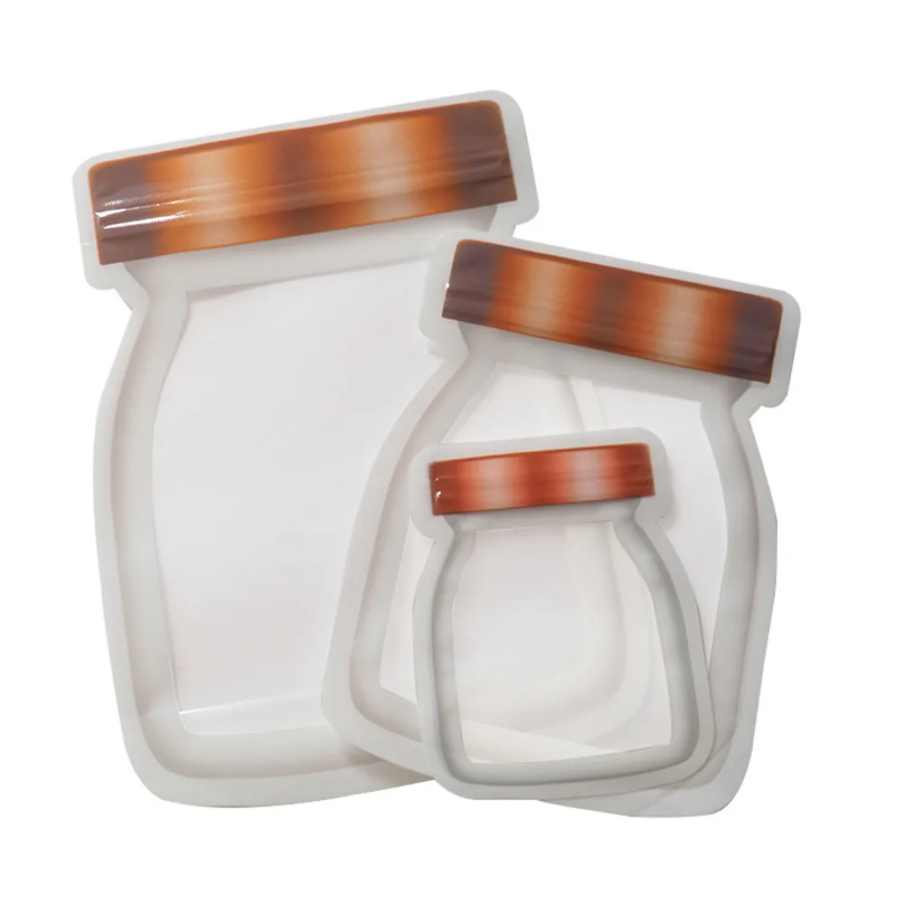 

100Pcs/lot Bottle Printing Plastic Zip Lock Self Sealing Recyclable Package Bags Cookies Powder Food Zipper Storage Bags