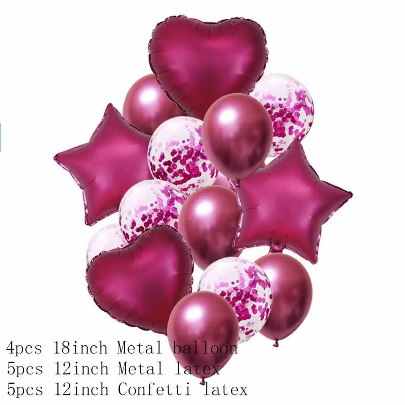 1 SET 18inch Metallic Star Heart Balloons Confetti Birthday Party Air Helium Balloon Decor Wedding Festival Balon Ballons | Дом и сад