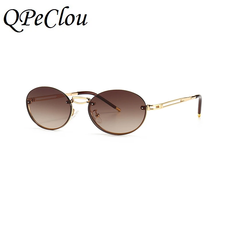 

2021 New Vintage Metal Oval Sunglasses Women Brand Designer Fashion Modern Sun Glasses Men Punk Shades Oculos Feminino UV400