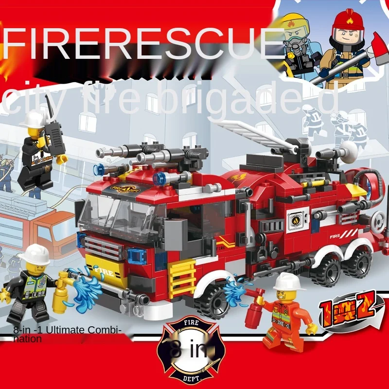 

Toy Lego Assembled Building Blocks 8 In 1 City Fire Brigade DIY Small Particles Children's Educational Toys Gifts Lego Friends