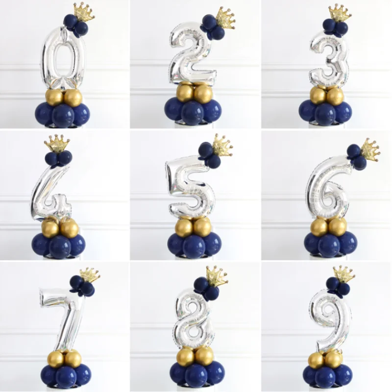 Шары воздушные фольгированные в виде цифр 15 шт./компл. 32 дюйма 0-9 дюймов с короной -
