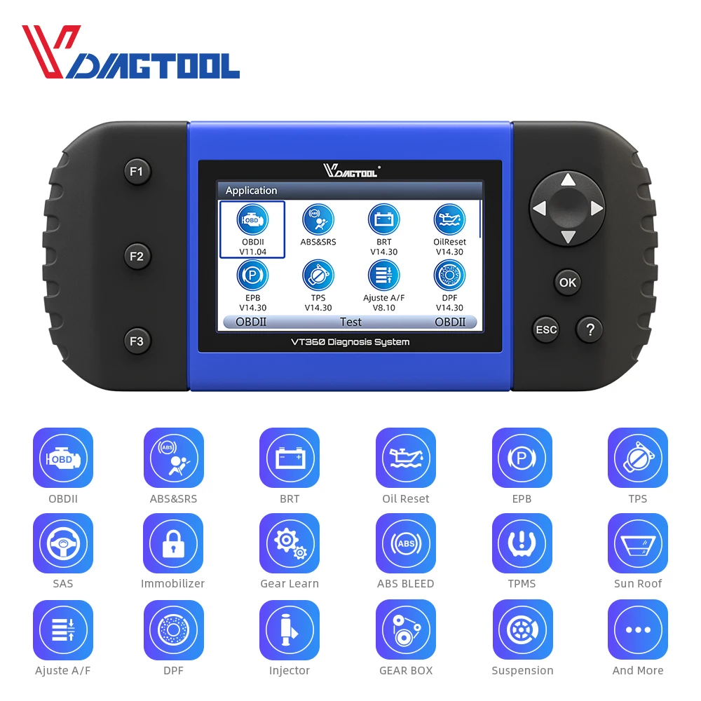 VDIAGTOOL VT600 OBD2 сканер двигателя ABS SRS EPB сброс обслуживания масла инжектор