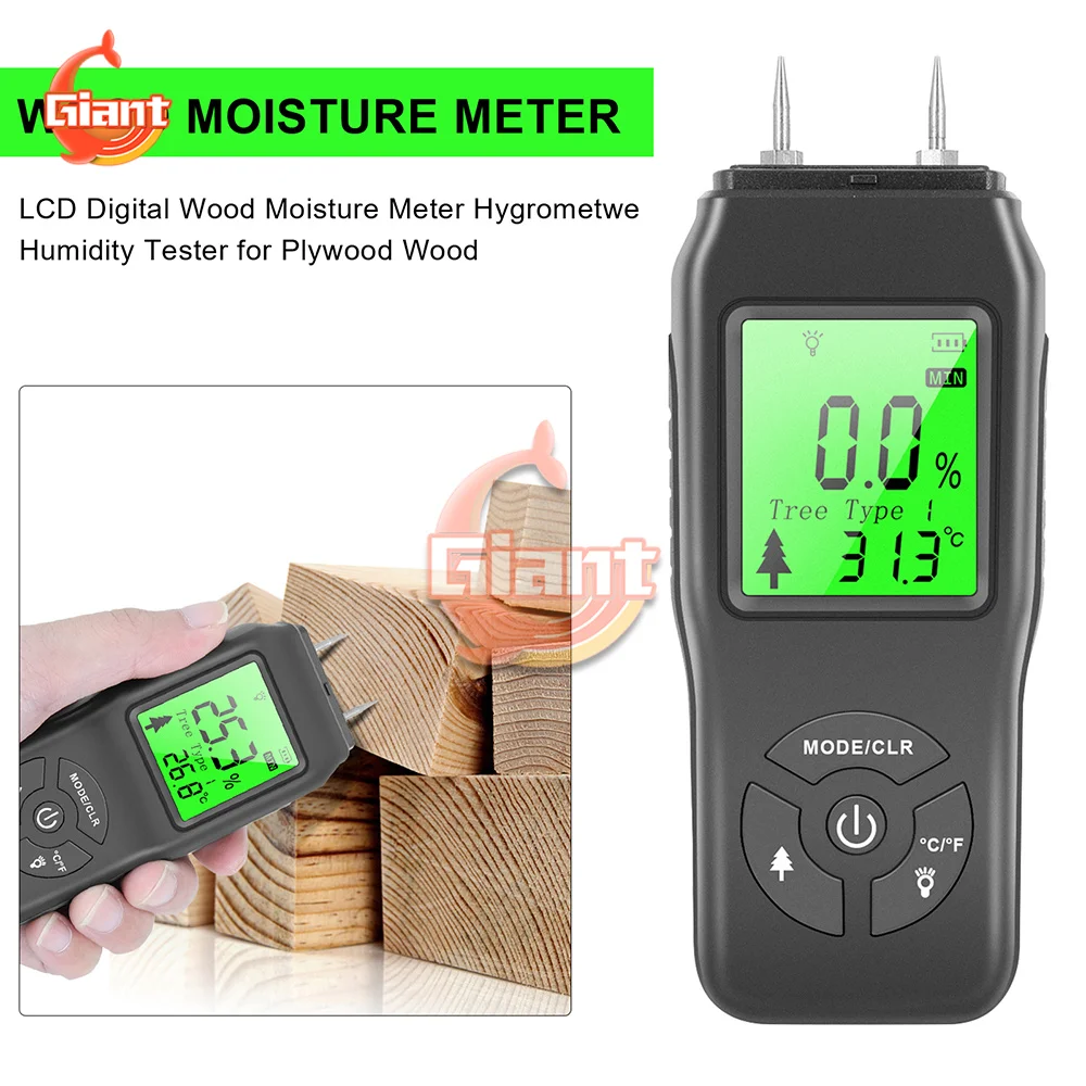 

Wood Moisture Meter Hygrometer Timber Damp Detector Tree Density Digital Wood Humidity Tester Tool Accessories