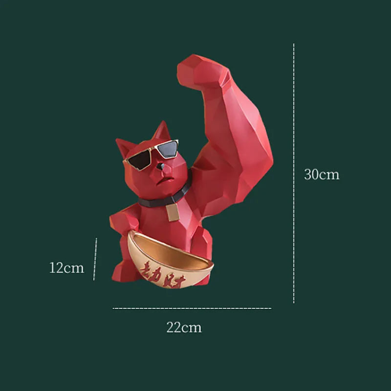 

Muscle Arm Lucky Cat Snacks Storage Ornaments Geometric Decorative Abstract Animal Statue Living Room Decoration Decor Modern