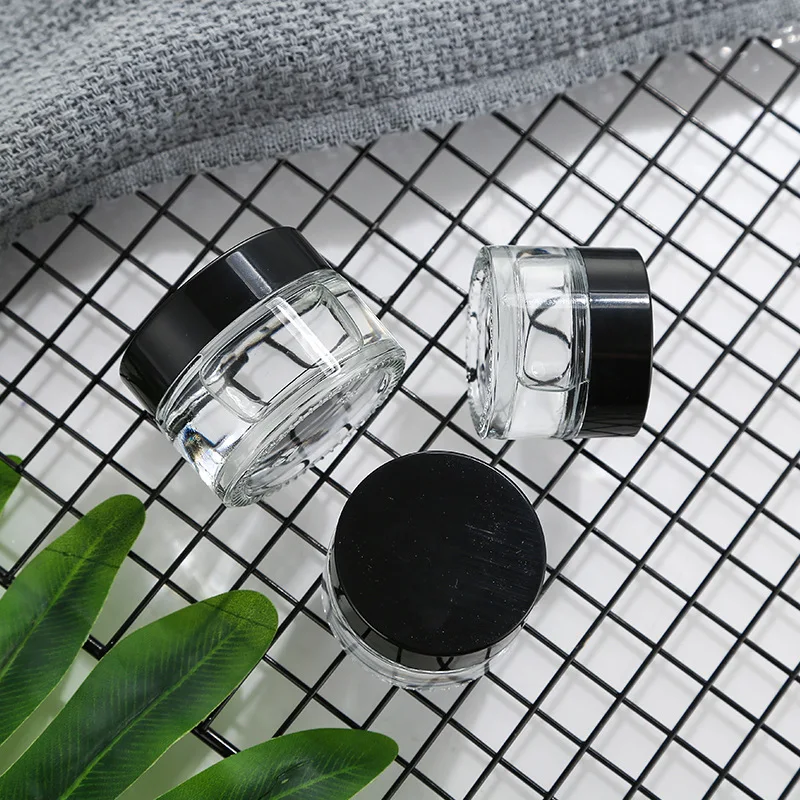

10g clear glass cream jar with shiny gold aluminum lid,cosmetic jar,packing for sample/eye cream,100g galss bottle
