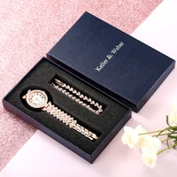 keller weber lady rose gold rhinestone watch bracelet gift box set women shiny bracelet quartz wristwatch birthday gift to mom