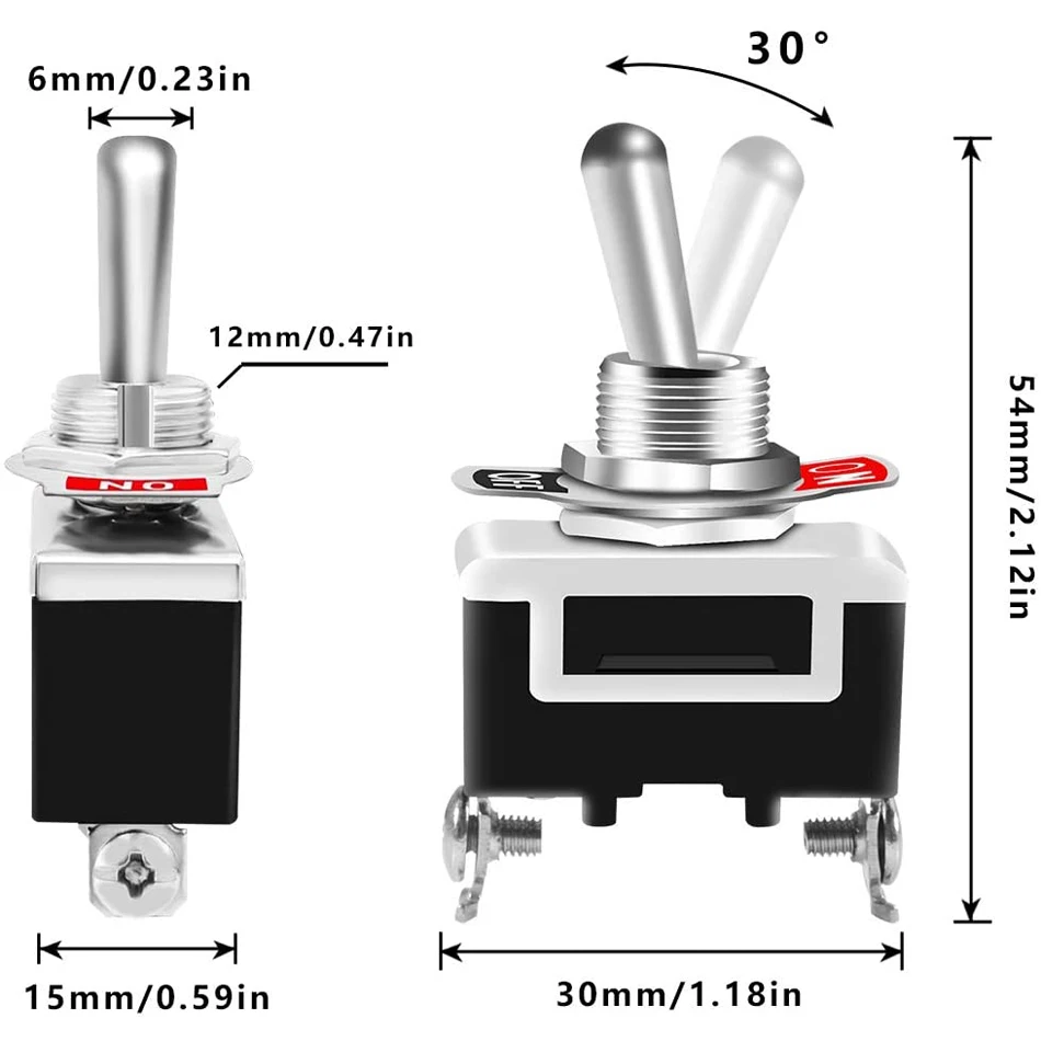3 шт. Heavy Duty кулисный переключатель 15A 250V 20A 125 В SPST 2 штифта/Переключатель