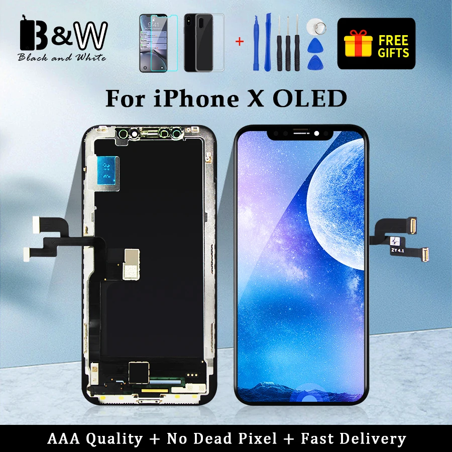Высококачественный Дисплей для iPhone X OLED сенсорный экран дигитайзер Pantalla OLED/TFT черная замена в сборе|Экраны