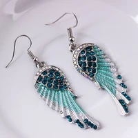 exquisite silver plated feather wings dangle earrings for women crystal zircon earrings classic fine wedding party jewelry