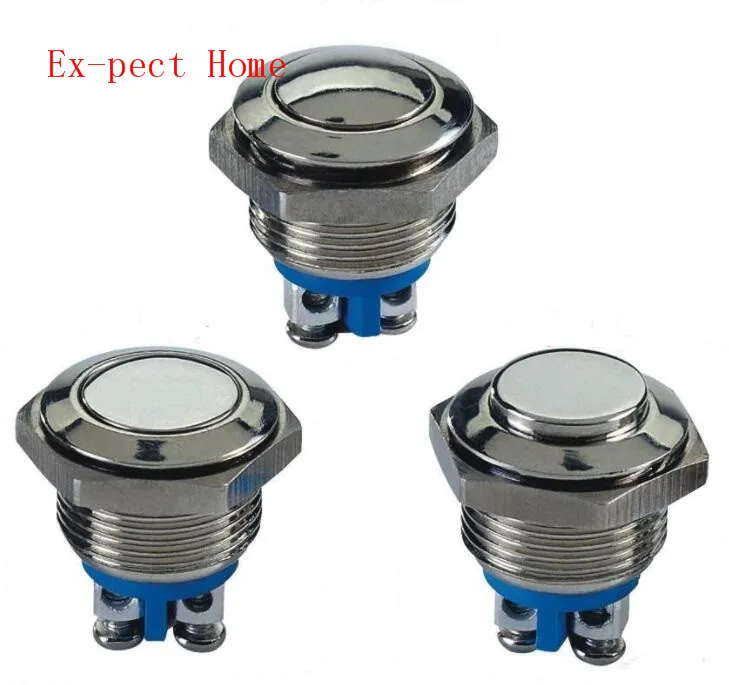 

100PCS 16mm Metal Push Button Switch IP65 Waterproof Nickel plated brass press button Self-reset High/Flat/Shape Round Momentary