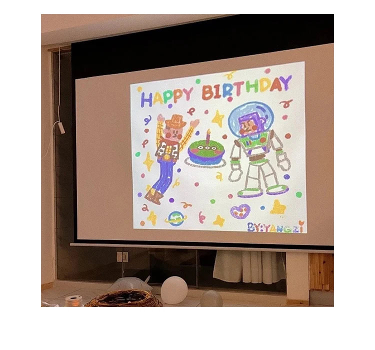 L&aacute;mpara de proyecci&oacute;n de feliz cumplea&ntilde;os, Linda decoraci&oacute;n de fondo, proyector de luz de tama&ntilde;o Mini-5