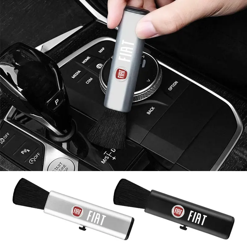 

1pcs Car Badge Interior Dust Brush for FIAT 500 Grande Stilo Freemont Punto Astra Bravo 500X Ducato Panda Tipo Auto Interior