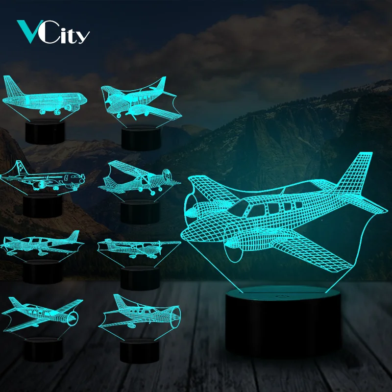 Светодиодный ночник VCity в виде самолета 3D с USB подарок для детей вертолета