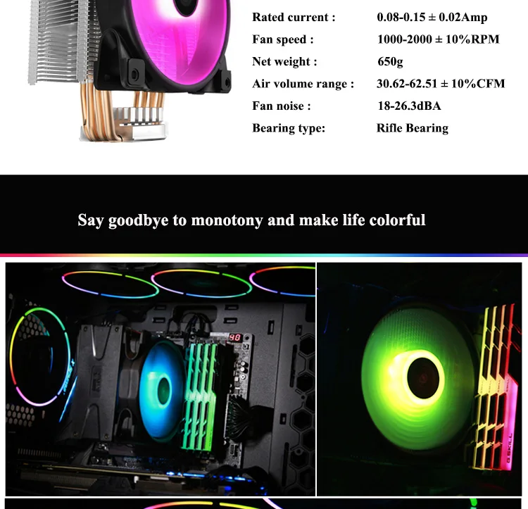Pccooler RGB кулер для процессора AMD/AM4/INTEL1150 1151, PWM 4PIN 120 мм/12 см вентилятор охлаждения с 4 медными тепловыми трубками