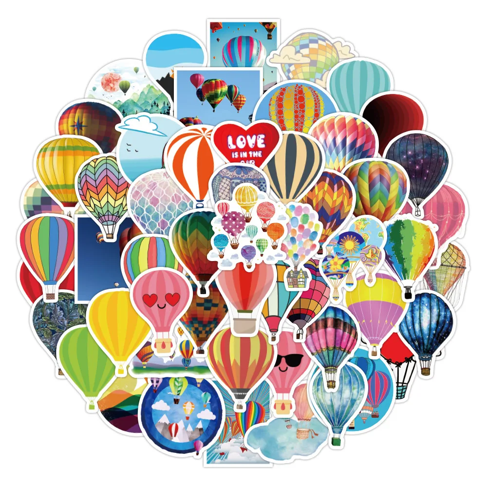 

10/30/53pcs New Hot Air Balloon Stickers Sky Flying Skateboard Kids Birthday Party Gift Fridge Car Suitcase Phone Laptop Luggage