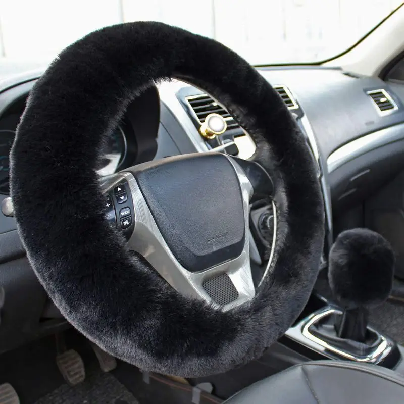 Универсальный Натуральная кожа Чехол рулевого колеса автомобиля зимние теплые