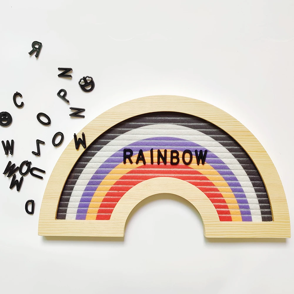 

Rainbow Felt Letter Wood Message Board with 340Pcs Plastic Christmas Letters Felt Letterboard Wooden Frame Gift Home Wall Decor