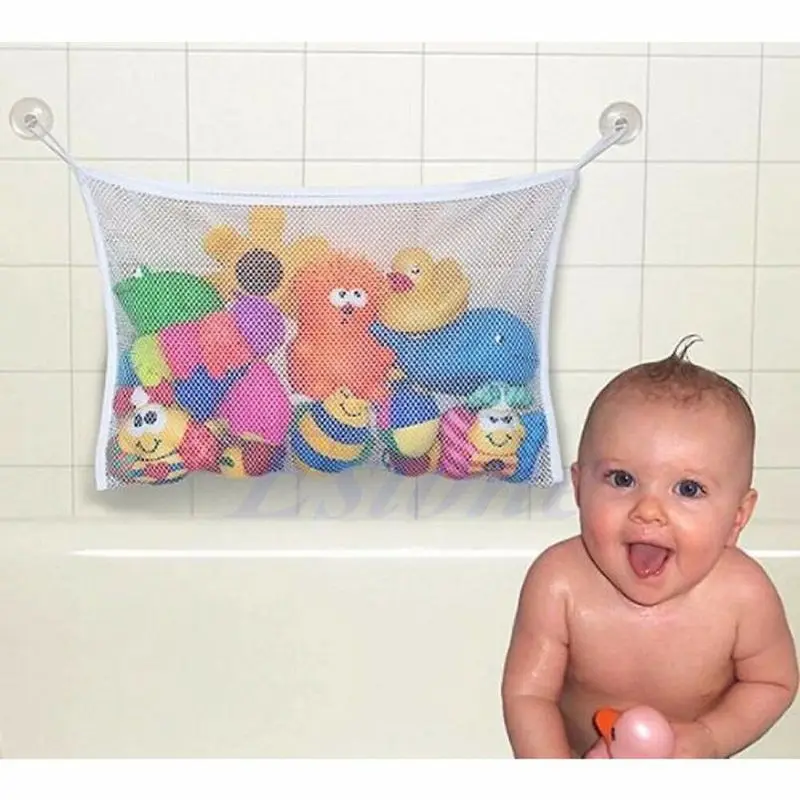 Lovely useful Baby Bath Time Cute Toy Tidy Storage Suction Cup Bag Mesh Bathroom Organiser Net