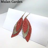 mg new leaf genuine leather earrings for women fashion simple elegant earrings fashion jewelry female ear drop accessories gift