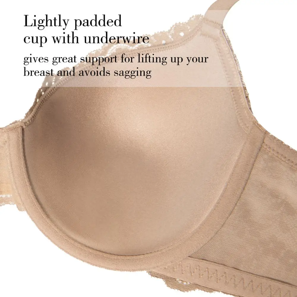 Wingslove Floral Lace Bras For Women Plus Size Underwire Lingerie Push Up Bralette 36C-44DD