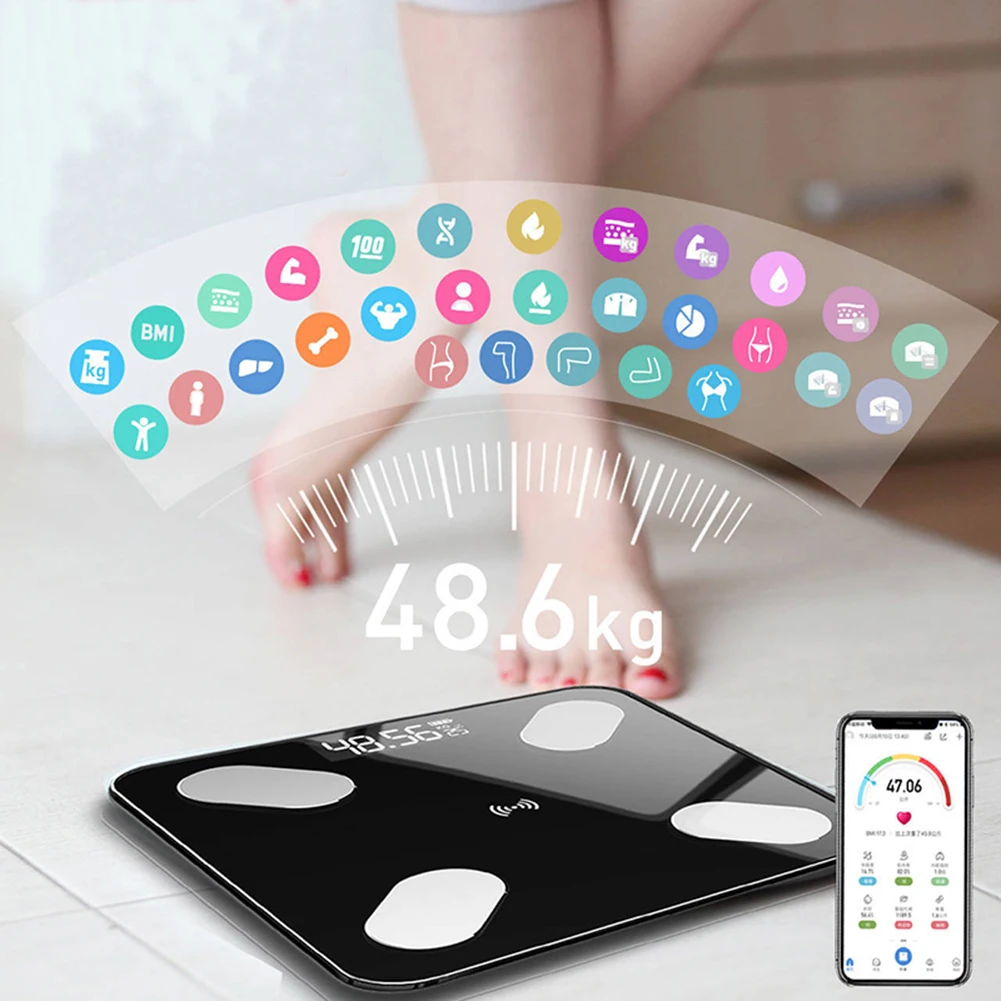 

1Pc Portable Smart Battery Powered Bluetooth APP Electronic Digital Weight Balance Bathroom Body Fat Scale Easy to Operate