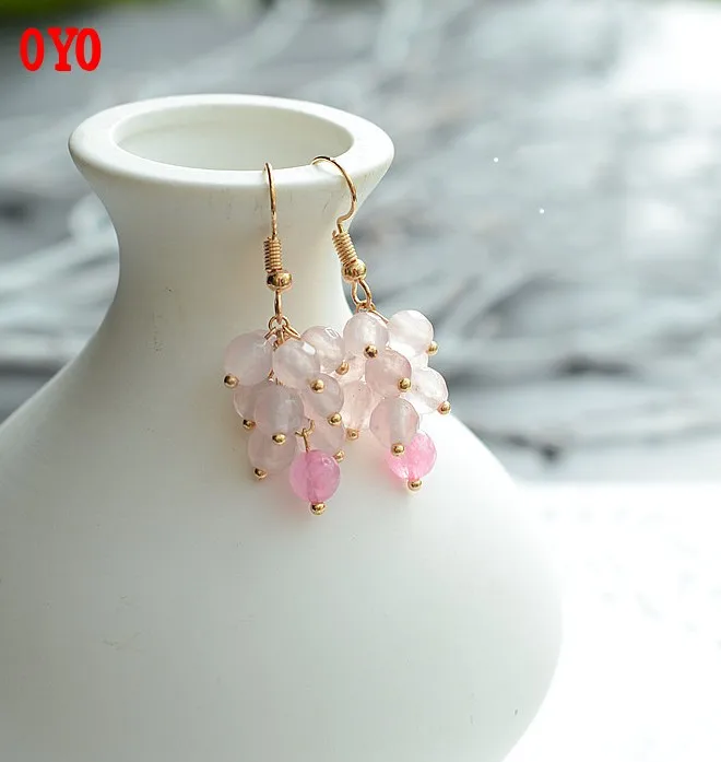 

925 sterling silver original design sweet pink red tourmaline freshwater pearl earrings