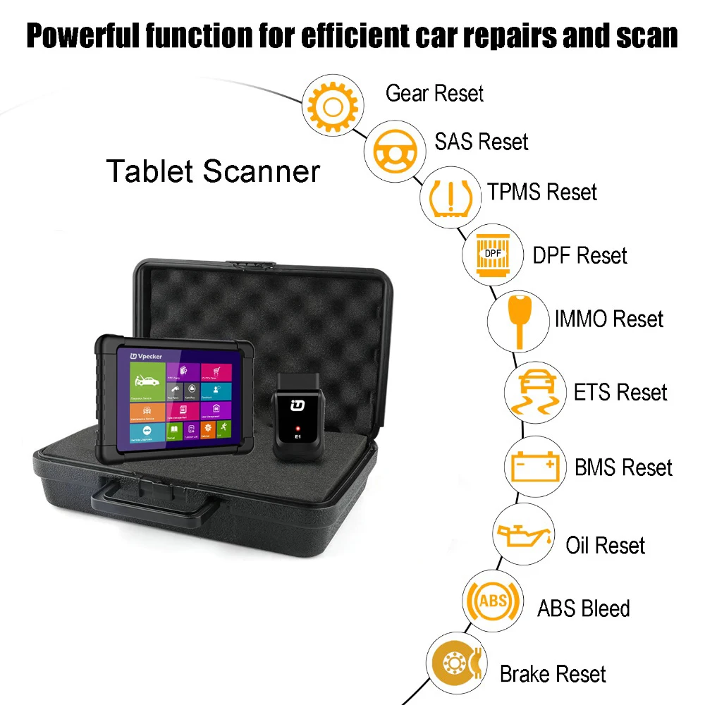 VPECKER E1 Wifi полная система OBD2 автоматический сканер TPMS ABS SAS подушка безопасности EPB сброс масла многоязычный ODB2 диагностический инструмент Бесплатное обновление