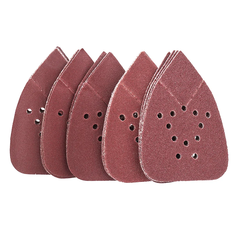 

50pcs 12 Holes 90mm Triangle Sanding Discs Sheet Sandpaper Pads 60-240 Grit Paper Hook Loop Sander Disc For Polishing