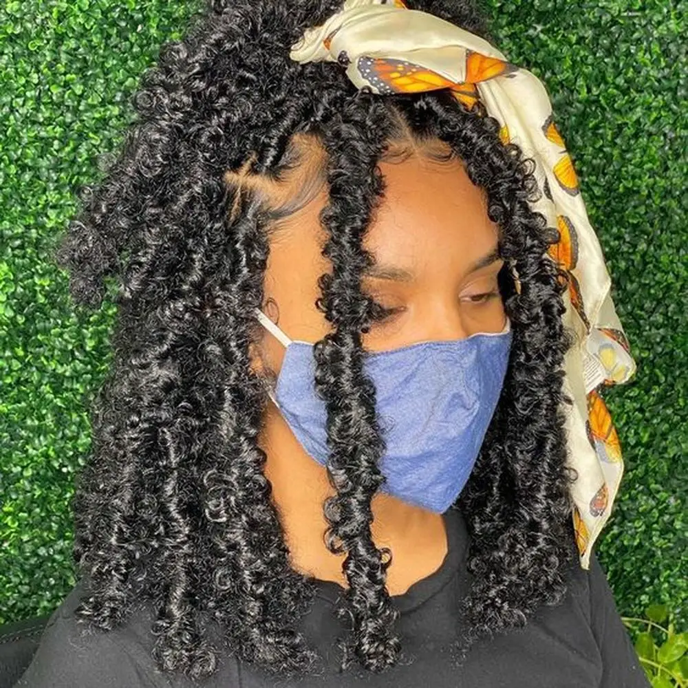 

Butterfly Locs Crochet Hair Synthetic Short Distressed Faux Locs Crochet Braids Hair Goddess Pre Looped Bob Locs Pre-Twist Braid