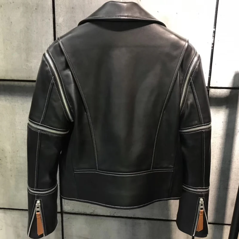real leather jacket women genuine ladies lambskin | Женская одежда