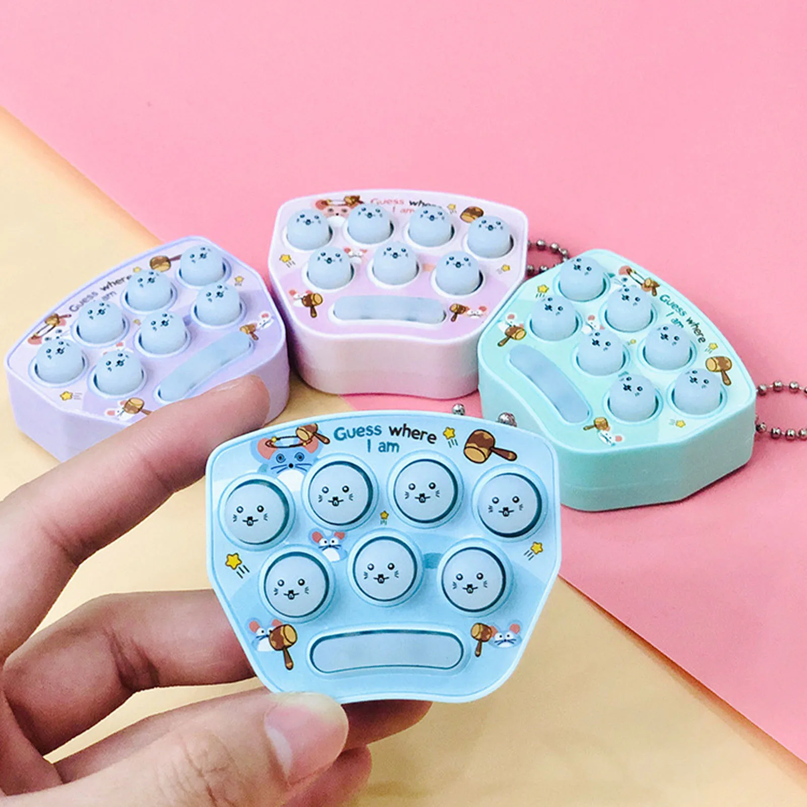 

Children's Stress Reliever Toy Whac-A-Moles Mini Game Fidget Toy Hand-held Toy Keychain Fidget Pocket Hit Hammering Game Toys