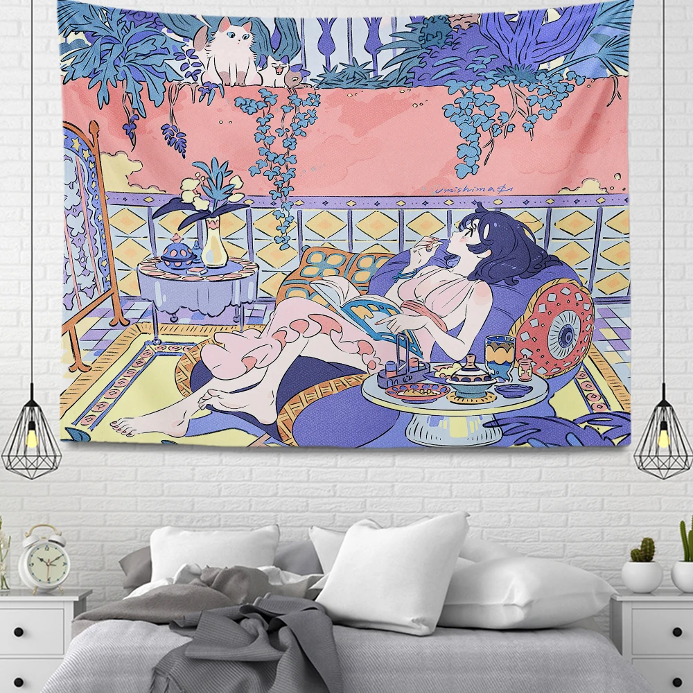 

Kawaii-girl wall hangings, bedroom background decoration, cute pink, fashionable, trendy, you can customize your pattern