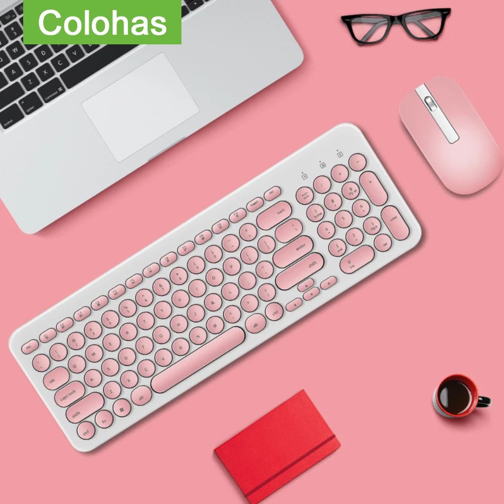 2 4G Беспроводная Бесшумная клавиатура и мышь круглая игровая для Macbook Lenovo Dell Asus HP