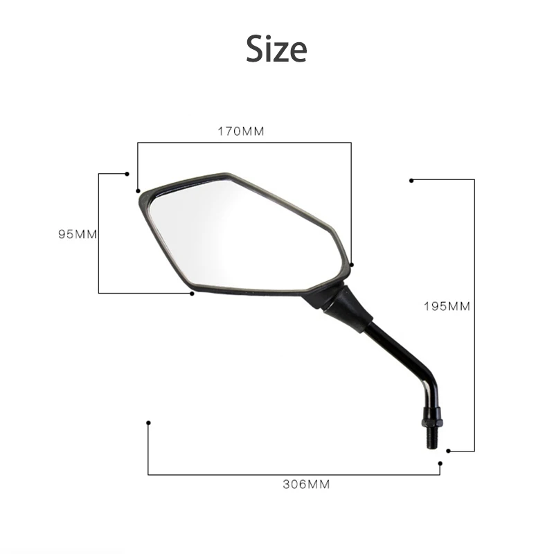

2Pcs Motorcycle Rear View Mirror Scooter E-Bike Rearview Mirrors Electrombile Back Side Convex Mirror 8mm 10mm HD Wide Vision