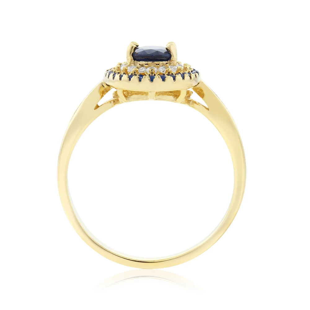 GemStoneKing 1 62 Ct ОВАЛЬНЫЙ натуральный синий сапфир 18K желтое золото покрытое Серебро