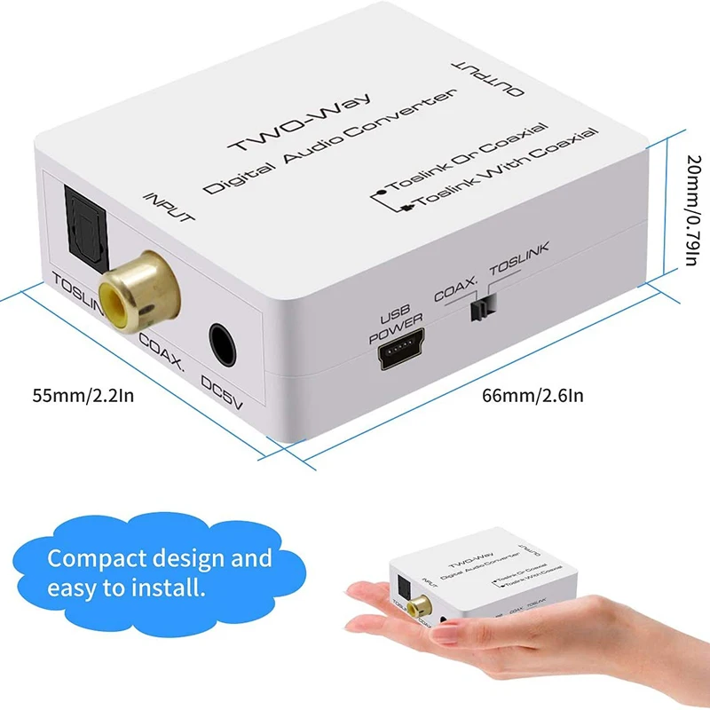 Оптический двунаправленный SPDIF Toslink в коаксиальный Swtich цифровой аудио конвертер