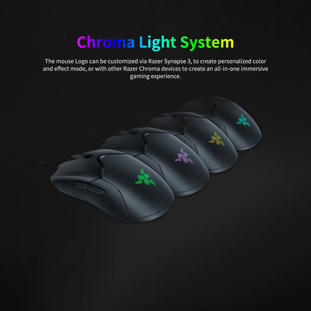Razer Viper Проводная игровая мышь 16000 dpi RGB компьютерные мыши PAW3390 Оптический сенсор 60g Легкий кабель SpeedFlex dpi для ПК