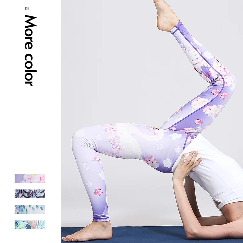Новинка колготки Пуш-ап с 3D рисунком павлиньих перьев женские брюки для фитнеса
