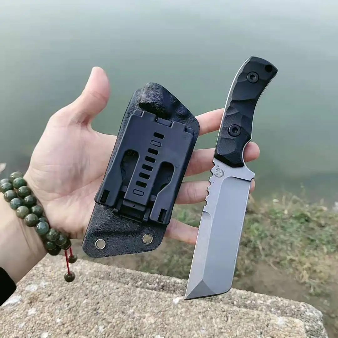 Популярный нож с фиксированным лезвием Stonewash D2 лезвие Черная Ручка G10 охотничий