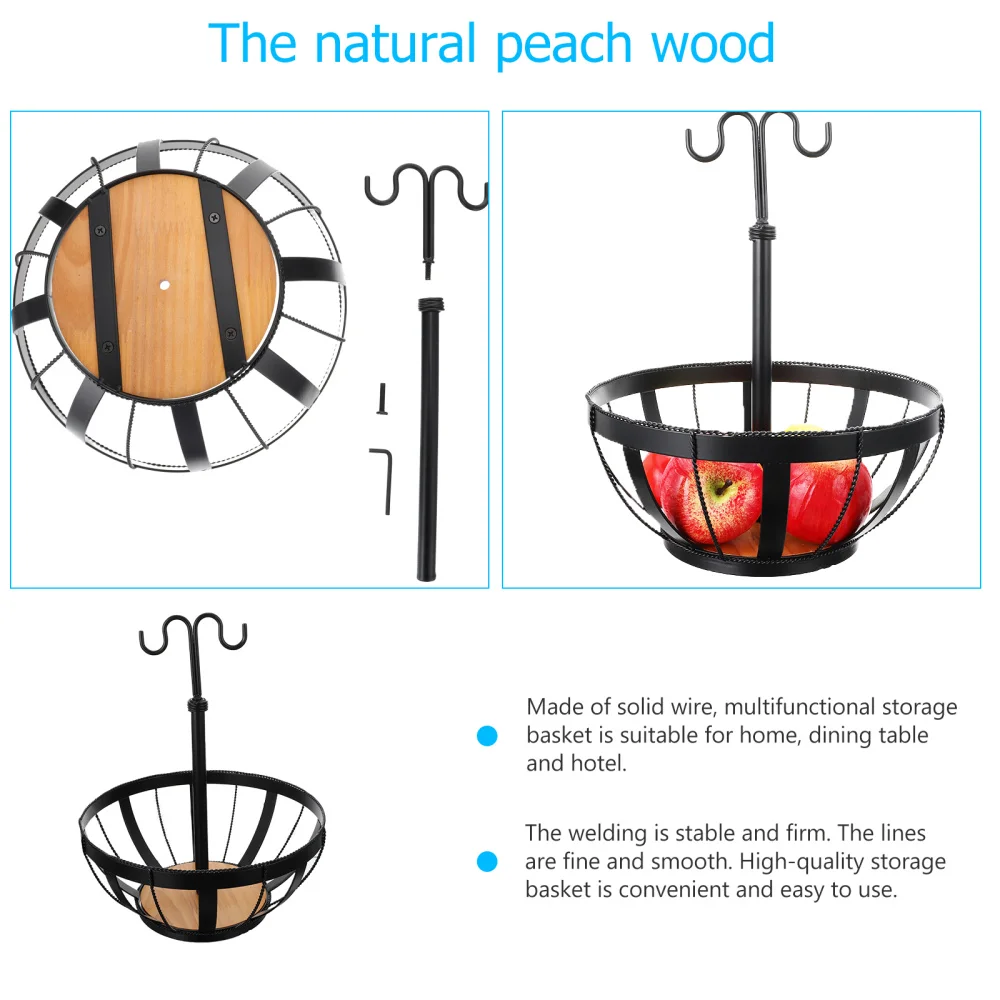 

1Pc Kitchen Fruit Storage Basket Hanging Banana Basket Fruit Holder (Black)