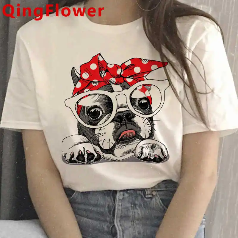 

Kawaii French Bulldog tshirt summer top female ulzzang streetwear japanese print t-shirt tshirt graphic tees women